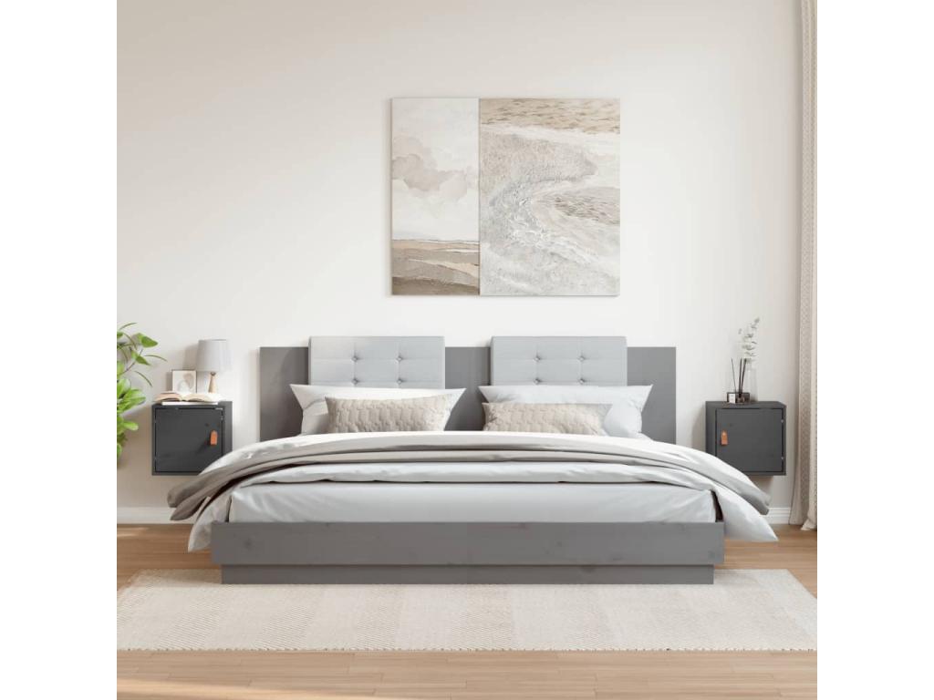 Gray Pine Wood Wardrobe, 31.5 x 30 x 30 cm