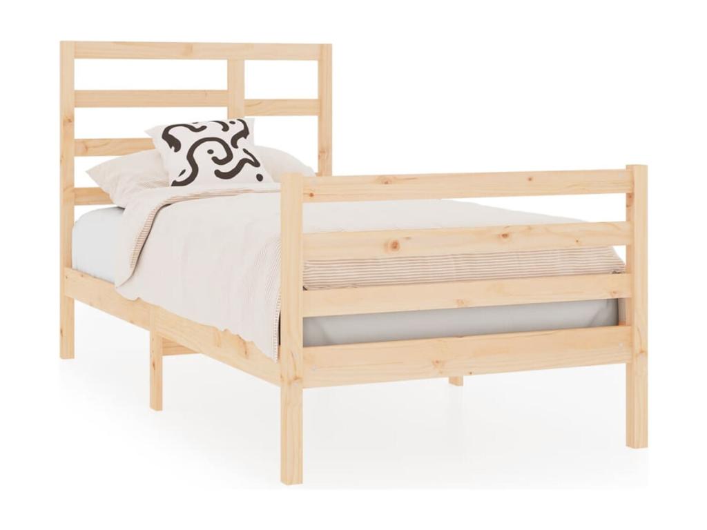 Brown Solid Wood Bed Frame, 90 x 190 cm