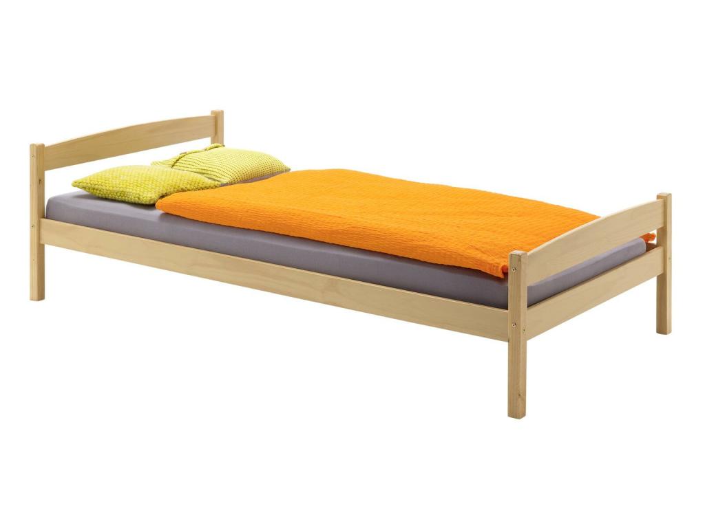 Brown Pine Wood Bed Frame, 100 x 200 cm