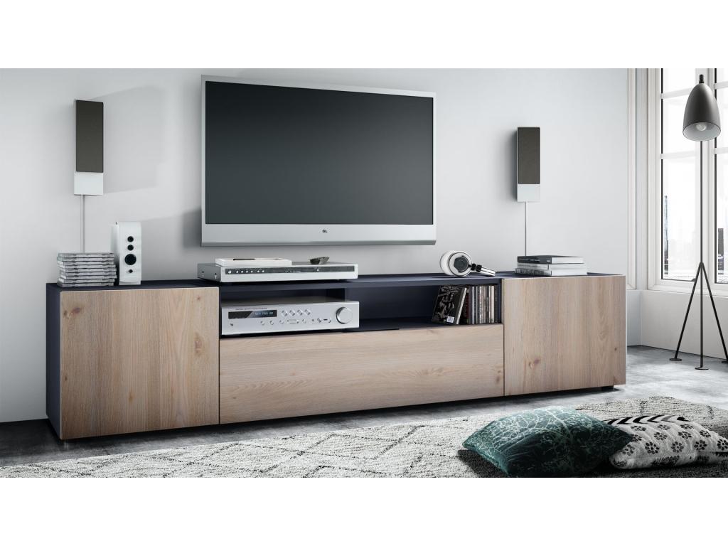 Gray Oak Wood TV Stand, 181 x 39 x 35 cm