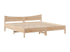 Brown Pine Wood Bed Frame, 200 x 200 cm