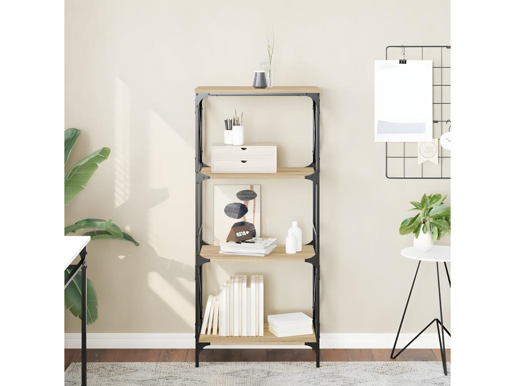 Brown Oak Wood Bookcase, 59 x 35 x 132 cm