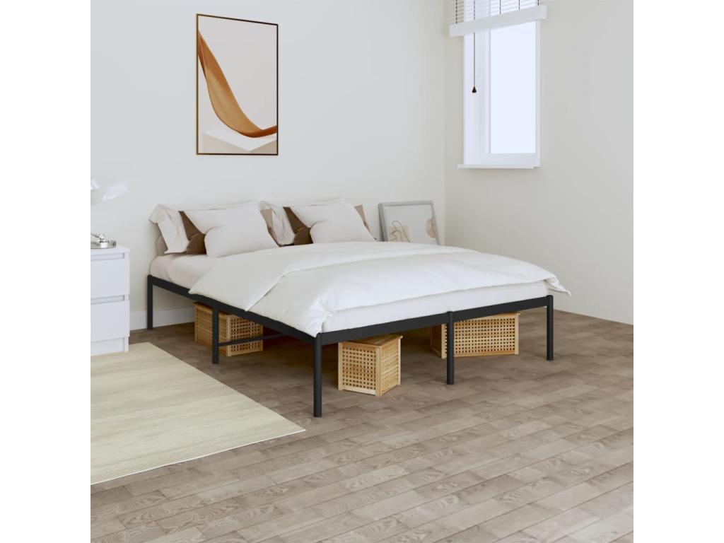 Black Metal Bed Frame, 140 x 190 cm