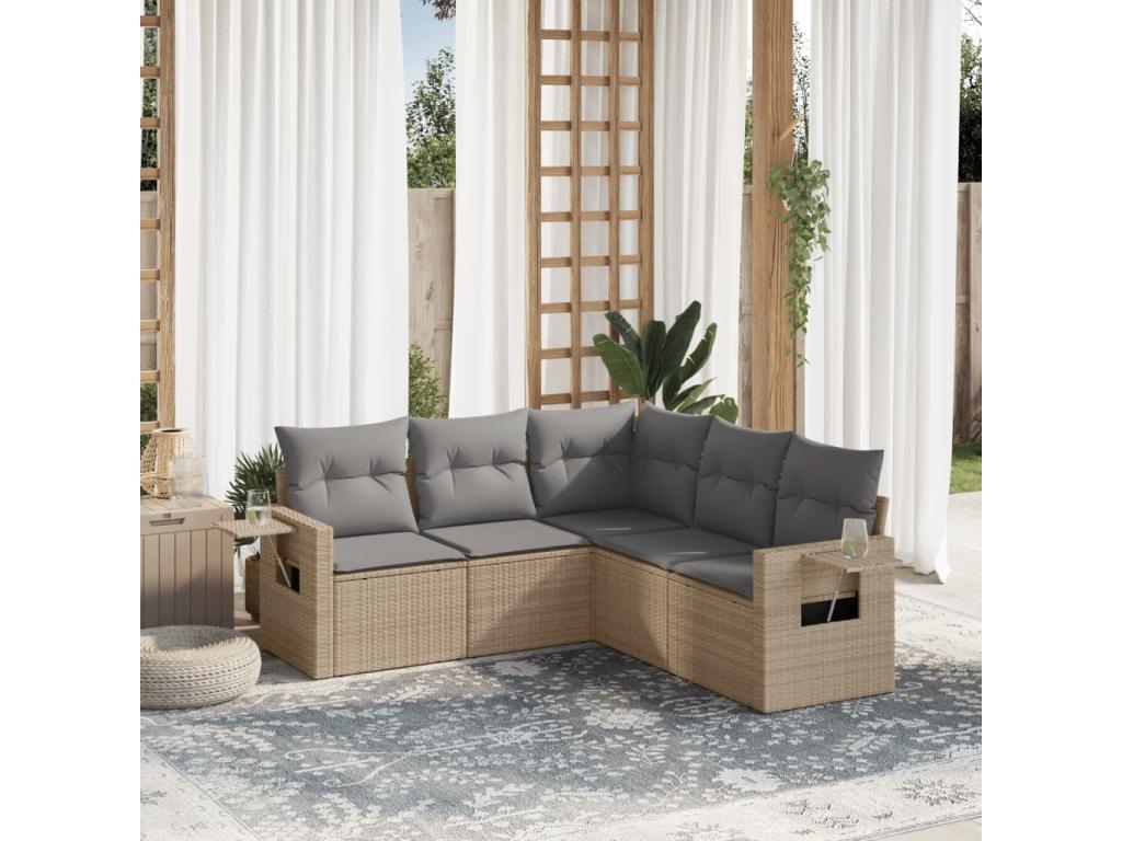 Beige Woven Resin Wicker Outdoor Furniture Set - dlz1766569191548