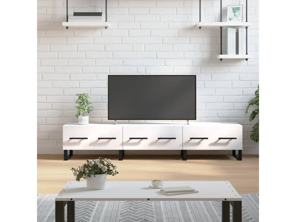 White Engineered Wood TV Stand, 150 x 36 x 30 cm