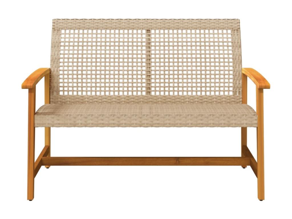 Beige Woven Resin Wicker Bench
