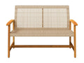 Beige Woven Resin Wicker Bench