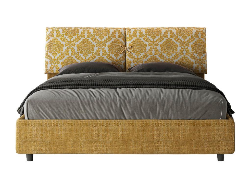 Yellow Fabric Bed, 160 x 190 cm