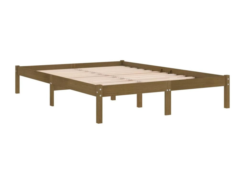 Brown Pine Wood Bed Frame, 200 x 200 cm - dlz1766568801838