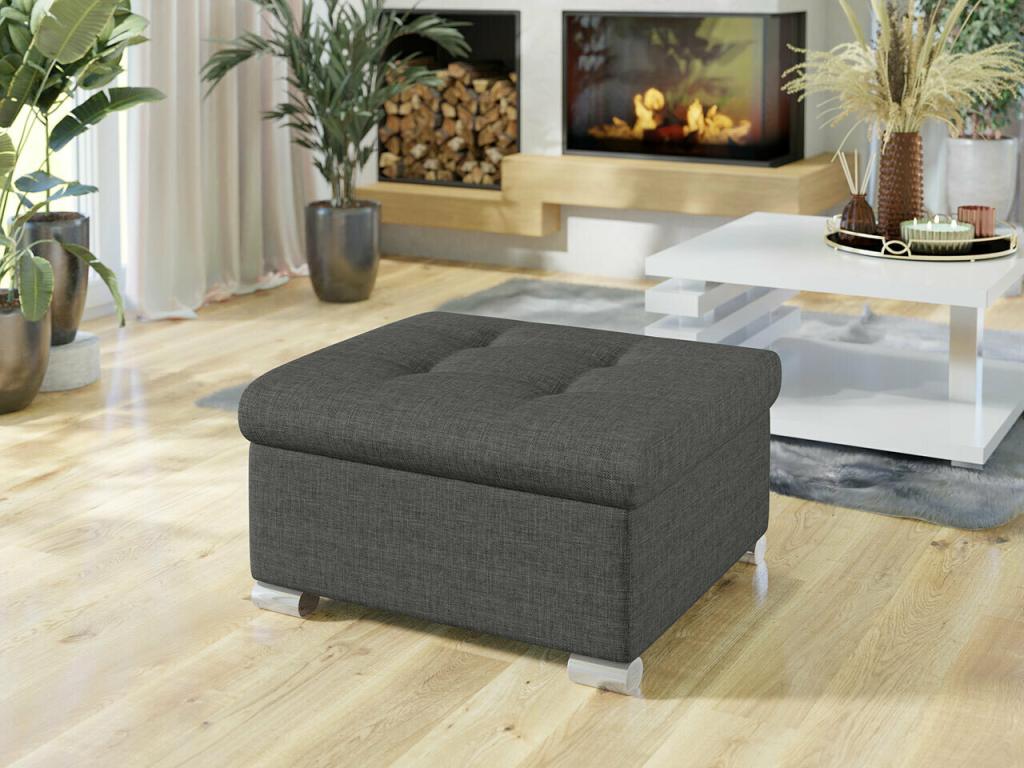 Gray Ottoman, 41 x 68 x 70 cm