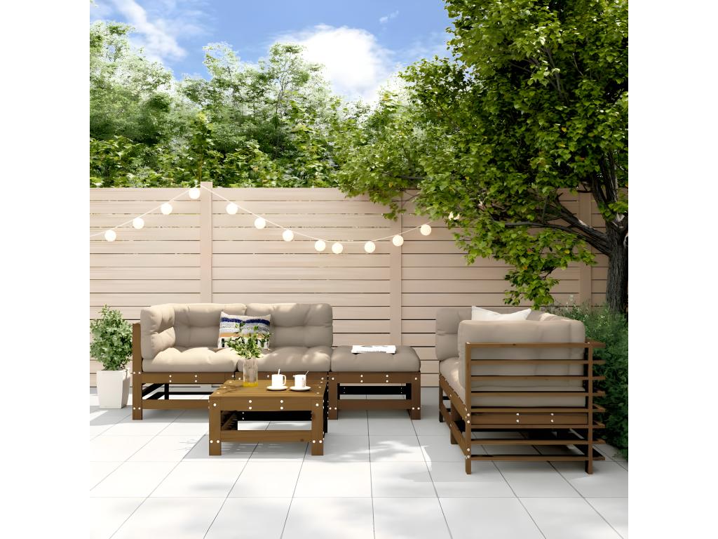 Brown Pine Wood Outdoor Furniture Set - dlz1766569402268