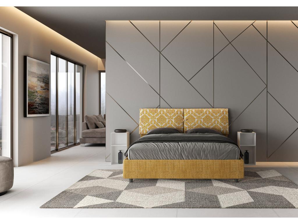 Yellow Fabric Bed, 160 x 190 cm