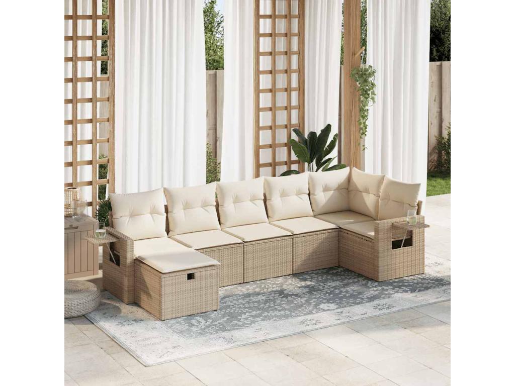 Beige Woven Resin Wicker Outdoor Furniture Set - dlz1766569242653