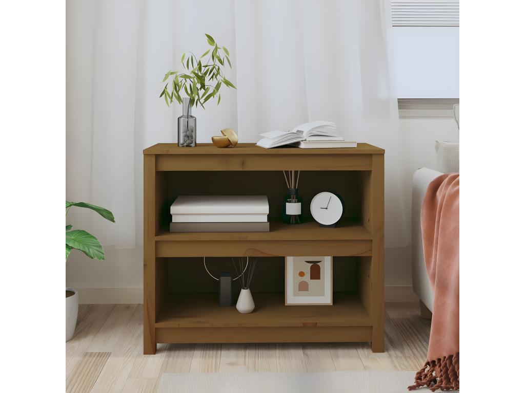 Brown Pine Wood Bookcase, 80 x 35 x 68 cm
