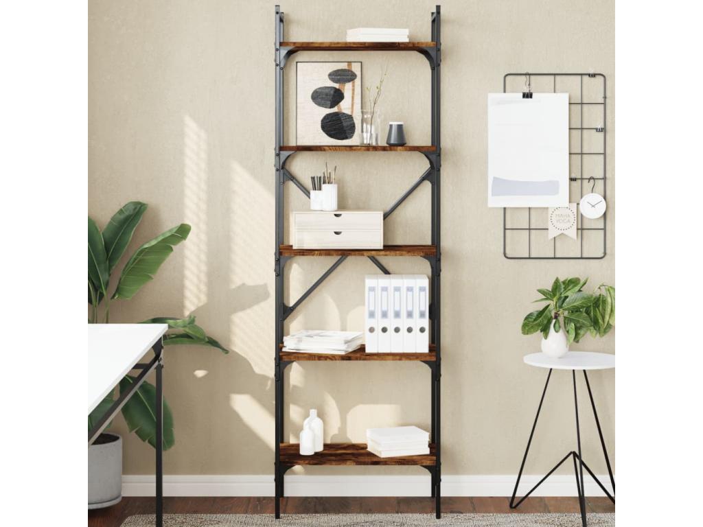 Brown Oak Wood Bookcase, 56 x 31.5 x 174 cm