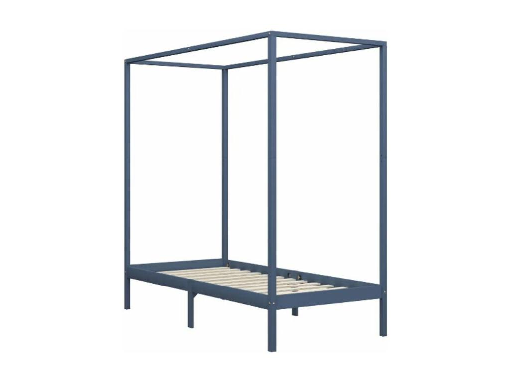 Gray Pine Wood Bed, 90 x 200 cm