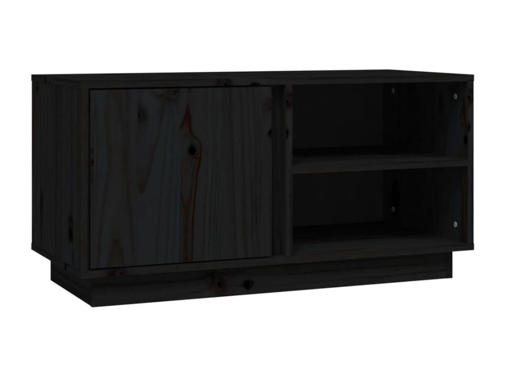 Black Pine Wood TV Stand, 80 x 35 x 40.5 cm
