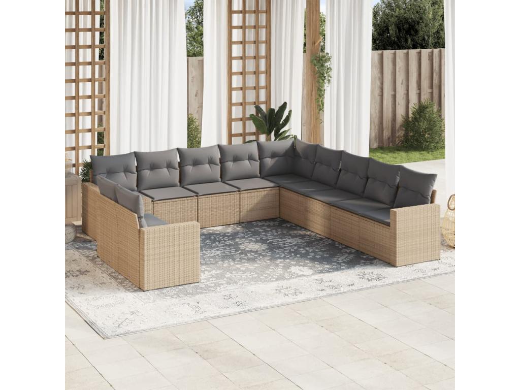 Beige Woven Resin Wicker Outdoor Furniture Set - dlz1766568765941