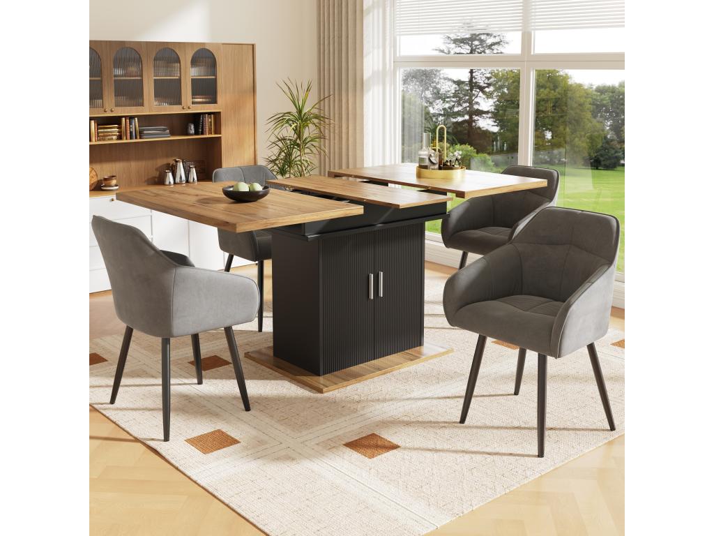 Gray Velvet Table, 140 x 70 x 76 cm