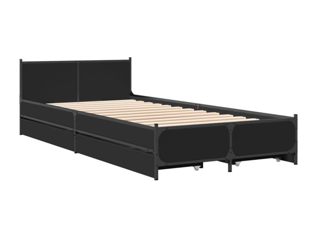 Black Engineered Wood Bed Frame, 100 x 200 cm