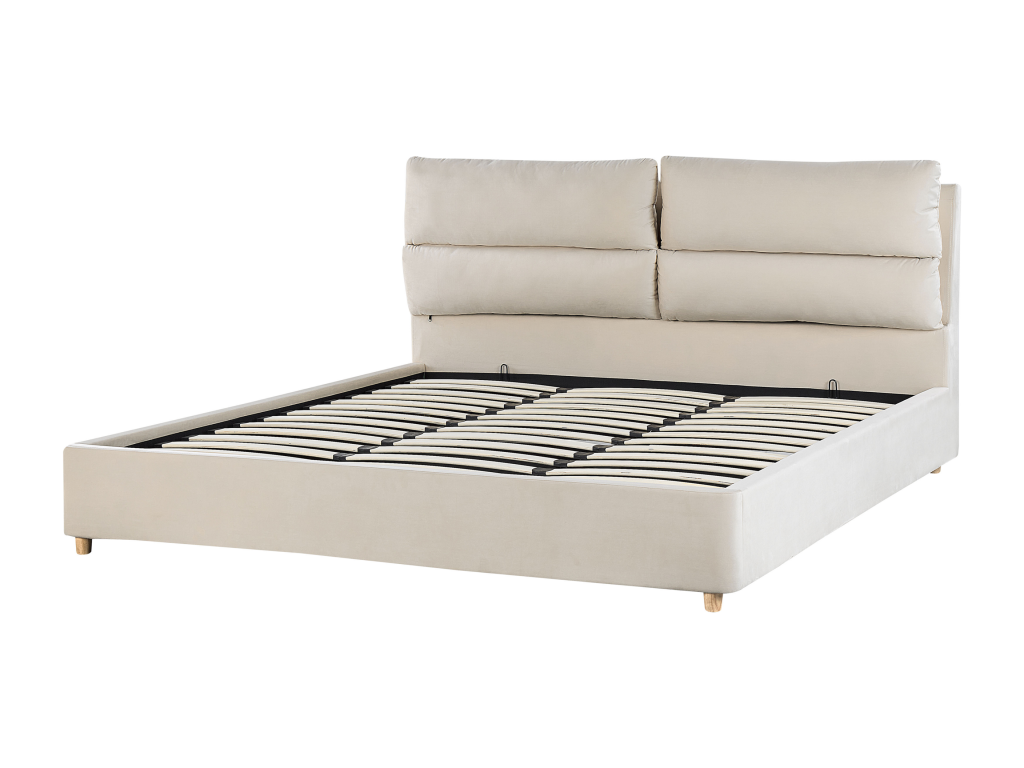 Beige Velvet Bed, 180 x 200 cm
