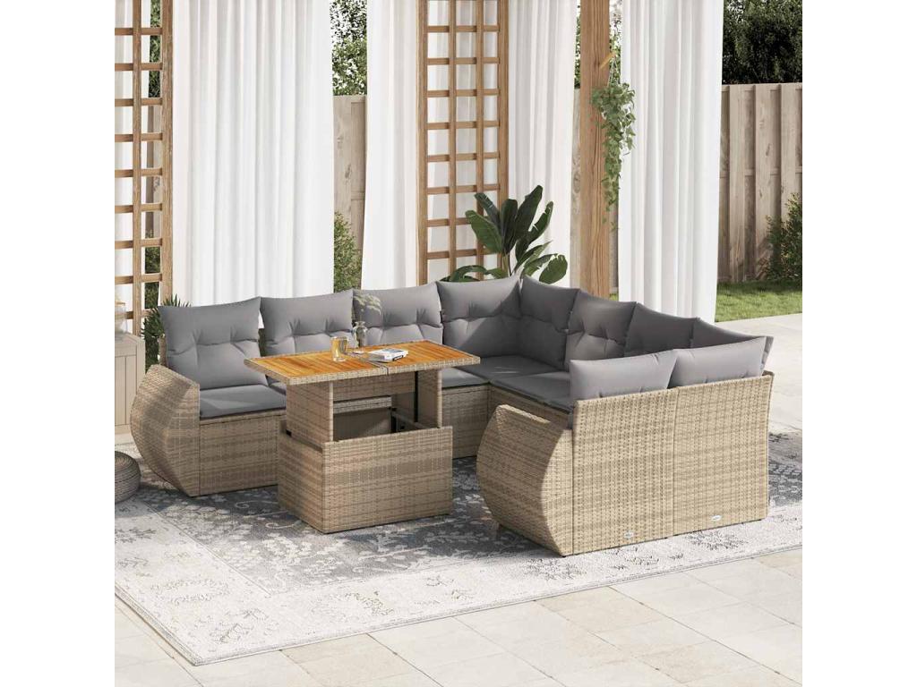 Beige Woven Resin Wicker Outdoor Furniture Set - dlz1766568794051
