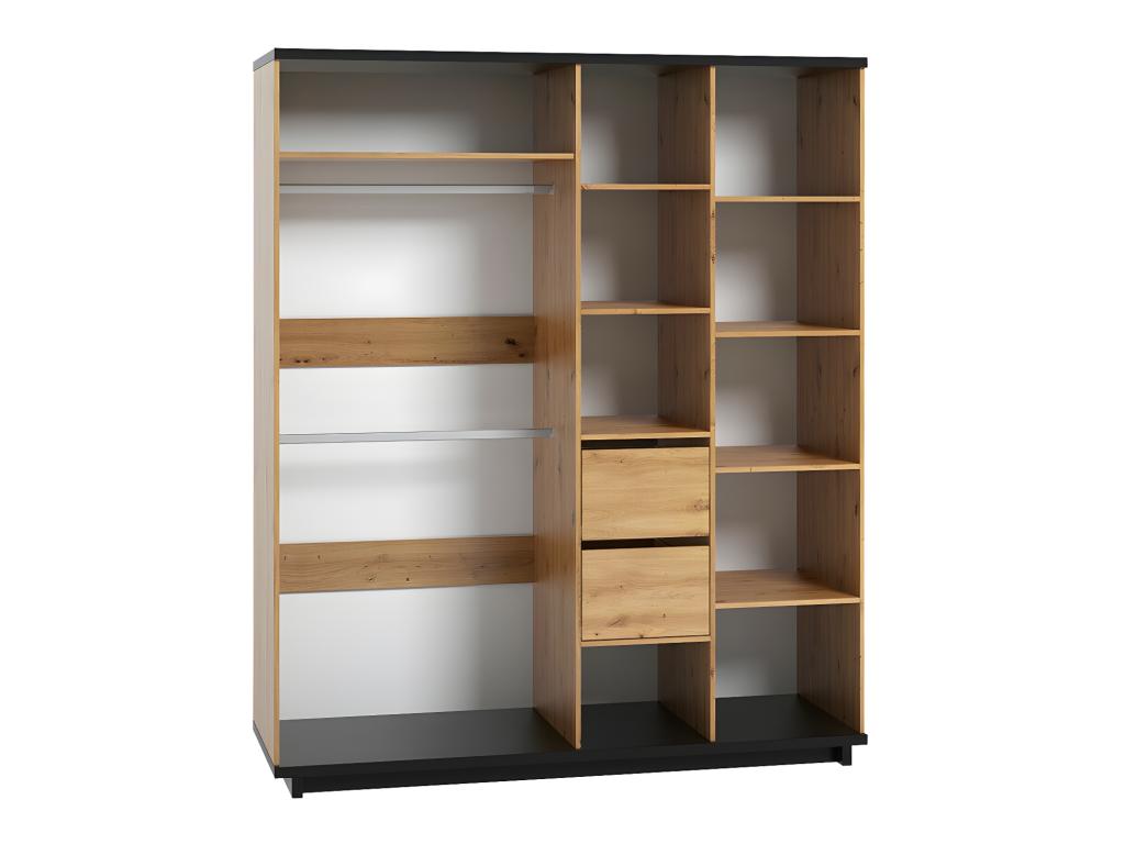 Brown Oak Wood Wardrobe, 215 x 180 x 60 cm