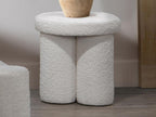 White Boucle Fabric Ottoman