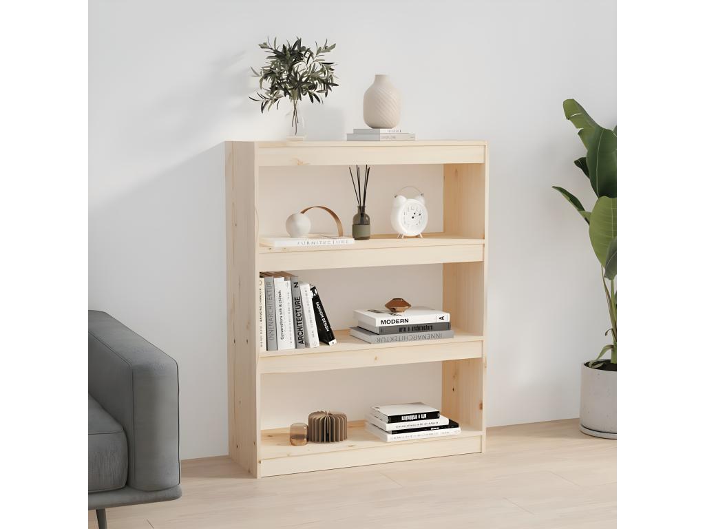 Brown Pine Wood Bookcase, 80 x 30 x 103.5 cm