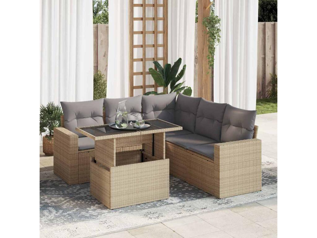 Beige Woven Resin Wicker Outdoor Furniture Set - dlz1766569048497