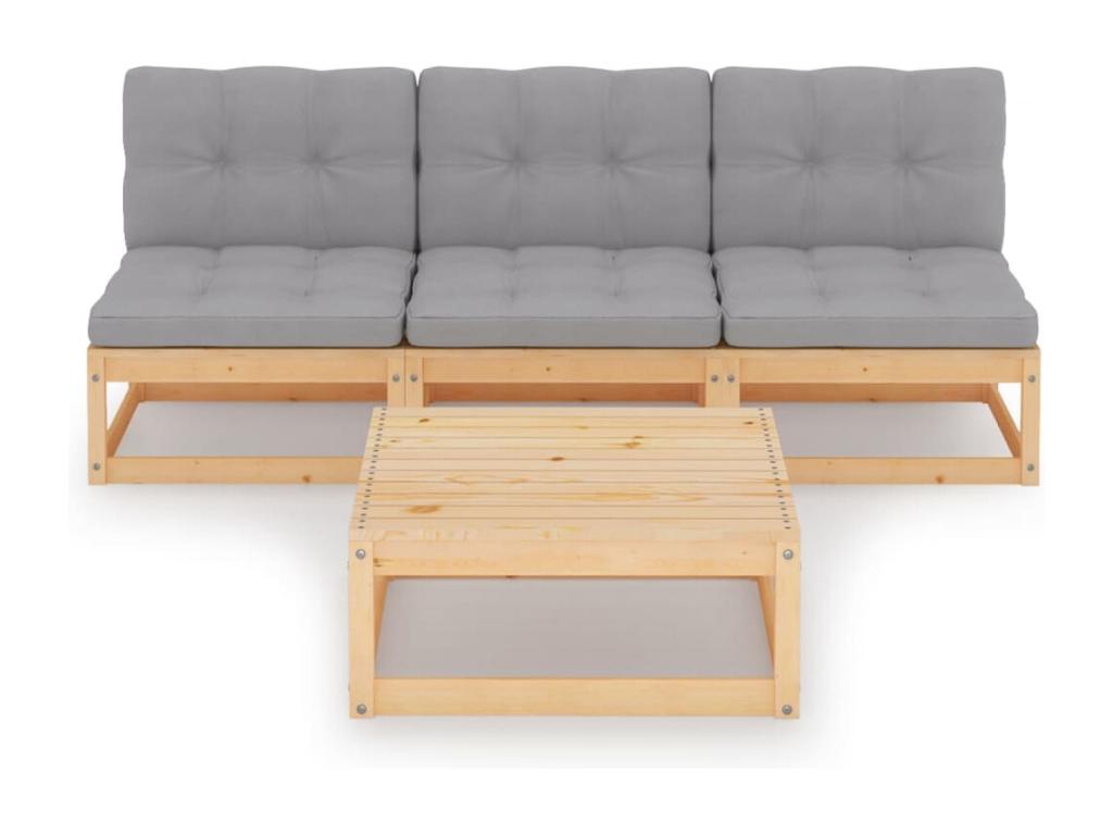 Gray Pine Wood Outdoor Furniture Set - dlz1766568808627