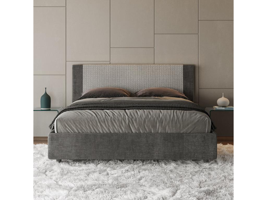 Gray Fabric Bed, 160 x 190 cm