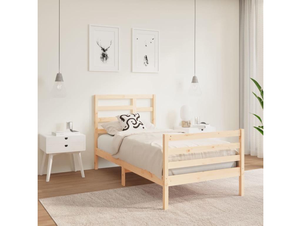 Brown Solid Wood Bed Frame, 90 x 190 cm
