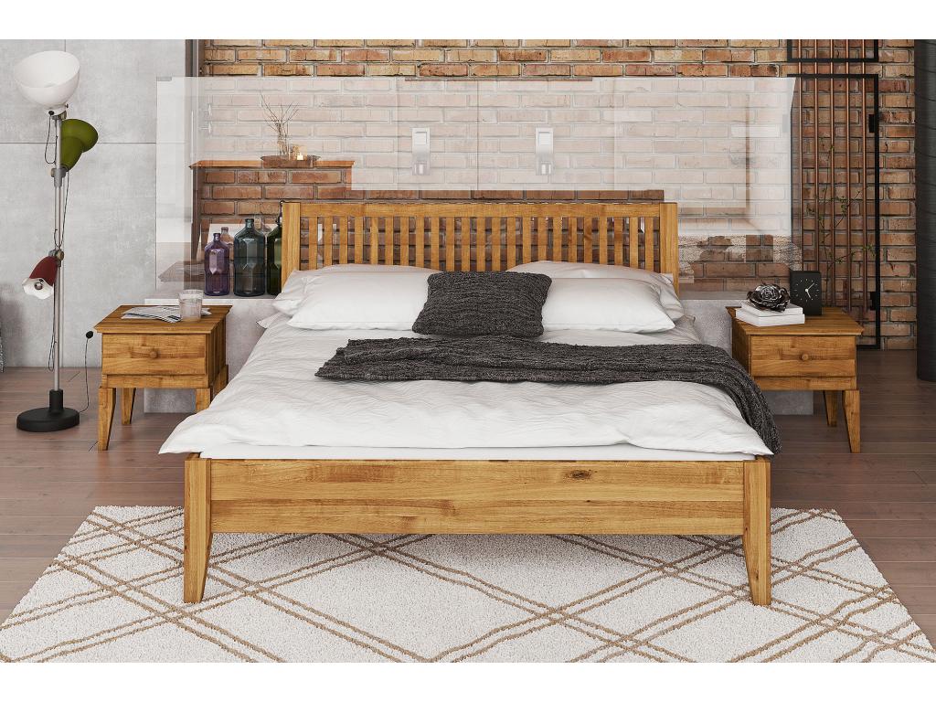 Natural Oak Wood Bed, 140 x 200 cm