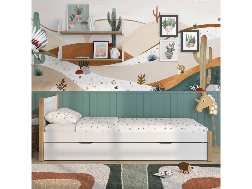 White Oak Wood Bed, 100 x 200 cm