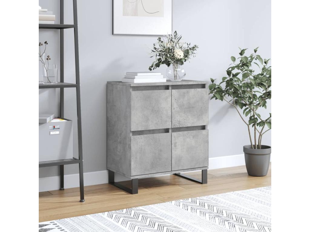 Gray Engineered Wood Sideboard, 60 x 35 x 70 cm