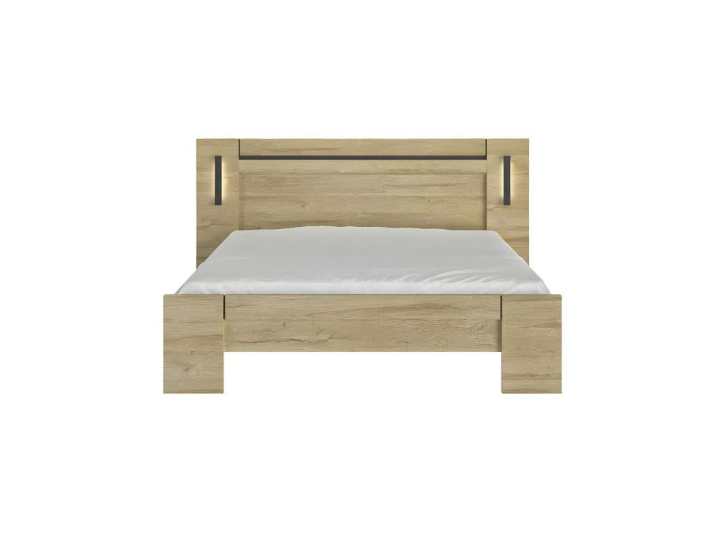 Natural Oak Wood Bed, 140 x 190 cm