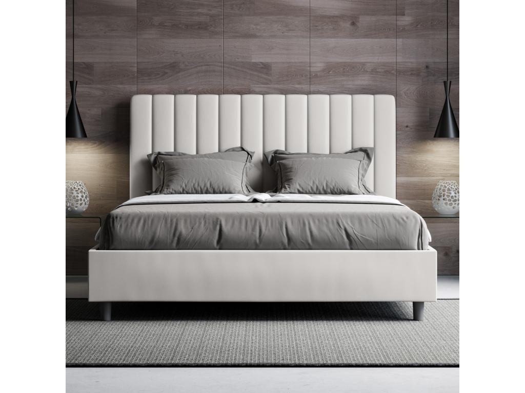 White Faux Leather Bed, 160 x 210 cm