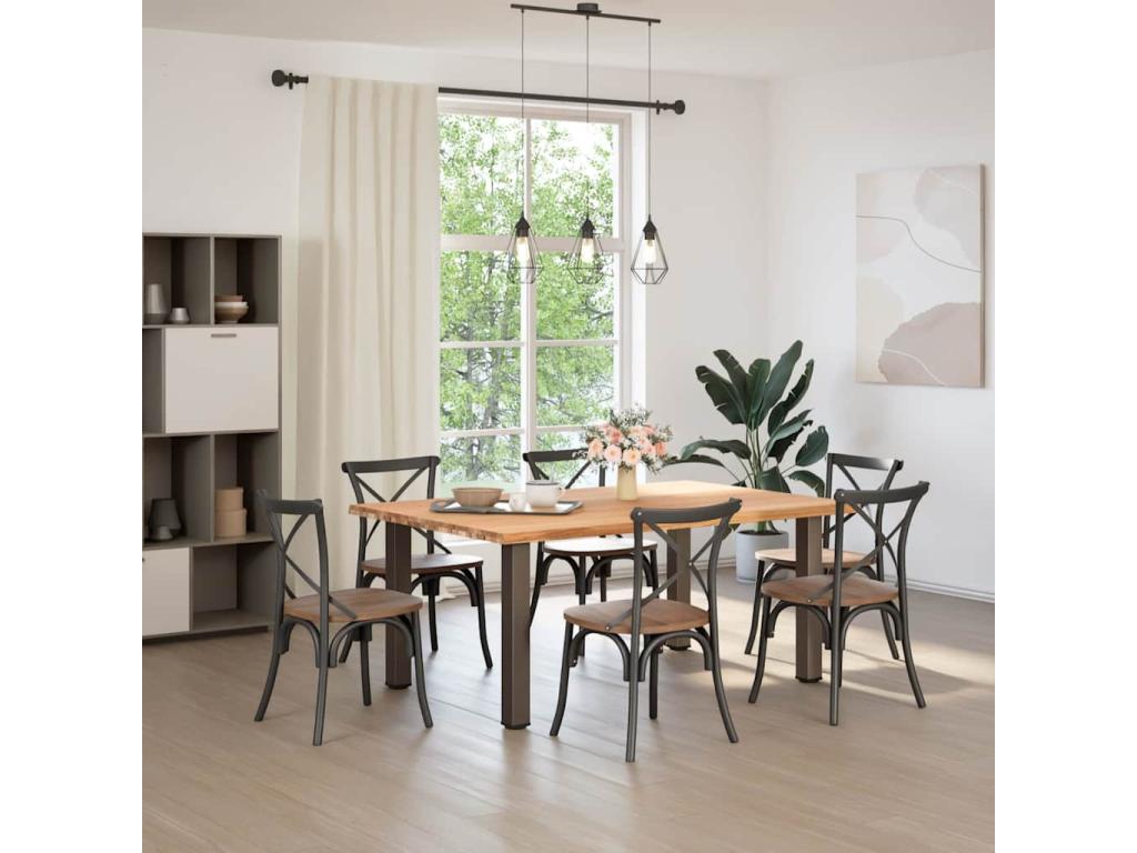 Brown Oak Wood Dining Table - dlz1766569535133