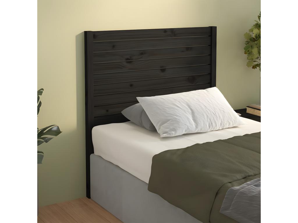 Black Solid Wood Bed, 96 x 4 x 100 cm