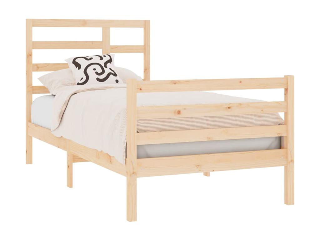 Brown Solid Wood Bed Frame, 90 x 190 cm