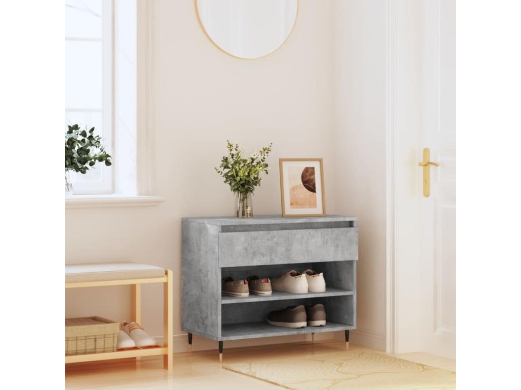 Gray Engineered Wood Wardrobe, 70 x 36 x 60 cm