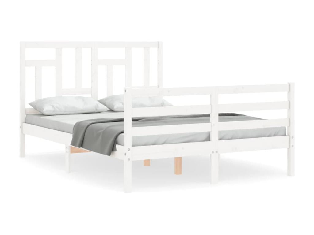 White Solid Wood Bed Frame, 120 x 200 cm