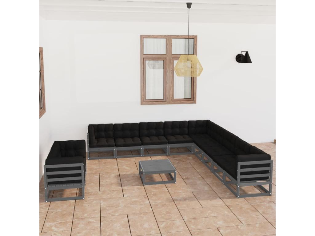 Gray Pine Wood Outdoor Furniture Set - dlz1766568782231