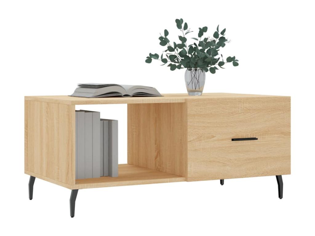 Natural Engineered Wood Coffee Table, 90 x 50 x 40 cm