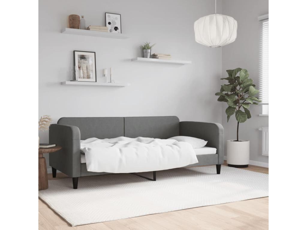 Gray Fabric Bed, 90 x 190 cm