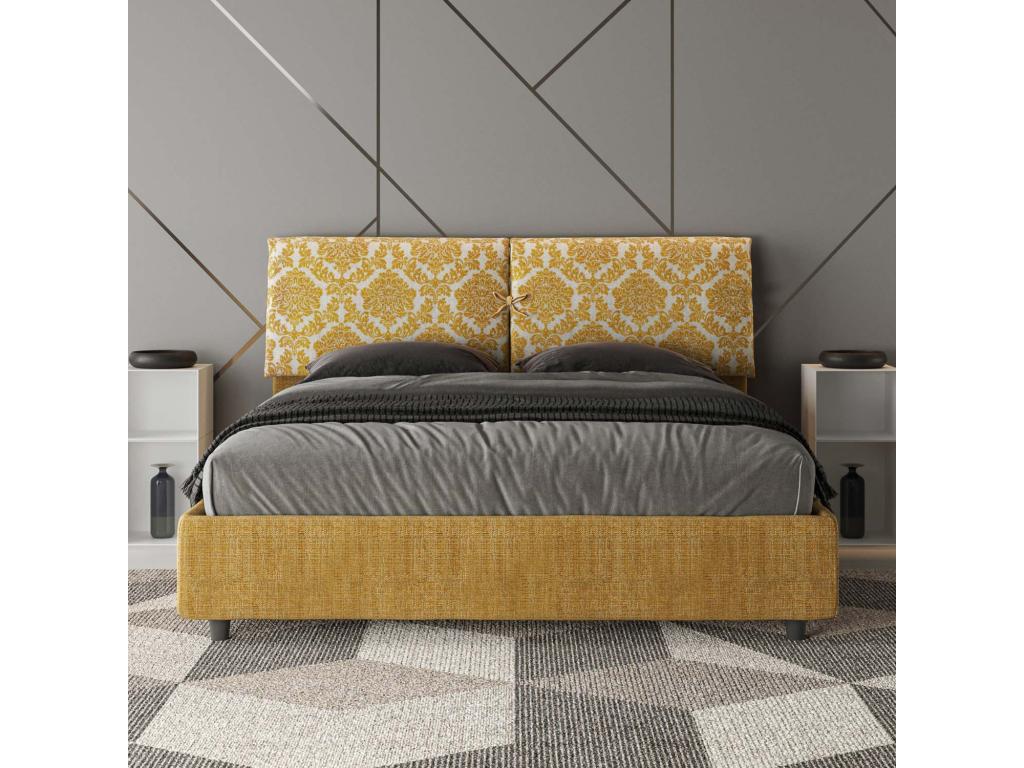 Yellow Fabric Bed, 160 x 190 cm