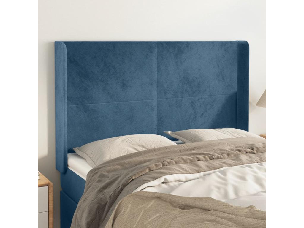 Blue Velvet Bed, 147 x 16 x 118 cm