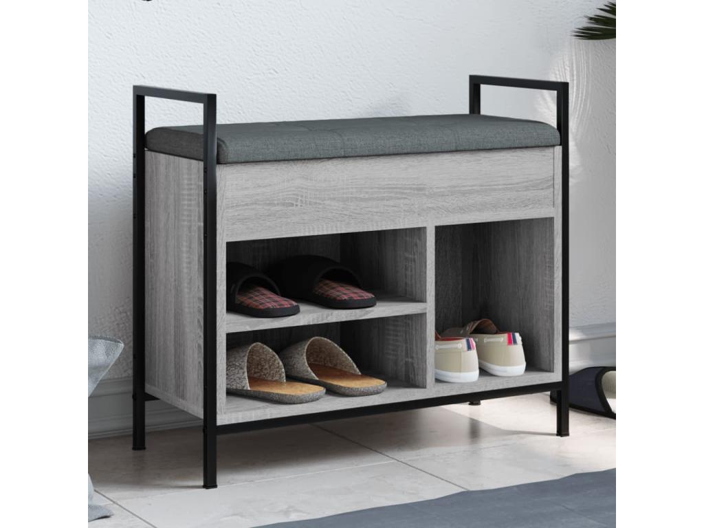 Gray Engineered Wood Bench, 65.5 x 32 x 57.5 cm