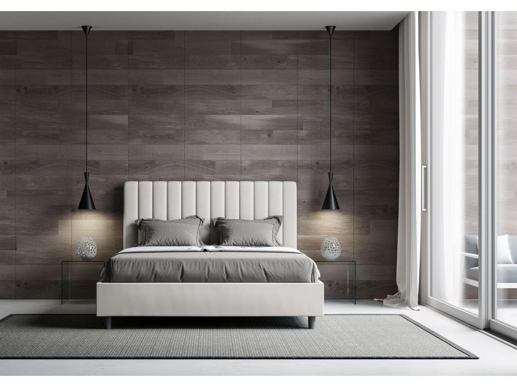 White Faux Leather Bed, 160 x 210 cm